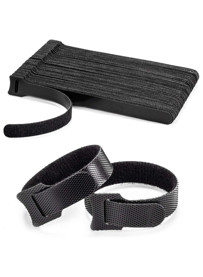 80PCS Reusable Cable Ties, Black Adjustable 6-Inch Cord Organizer Ties, Multi-purpose Hook Loop Cable Management Wire Ties for Organizing Home, Office, Data Centers - Image 1